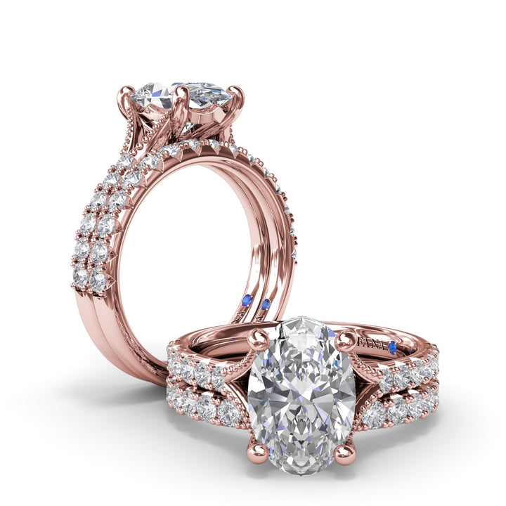 Oval Diamond Engagement Ring with Split Shank