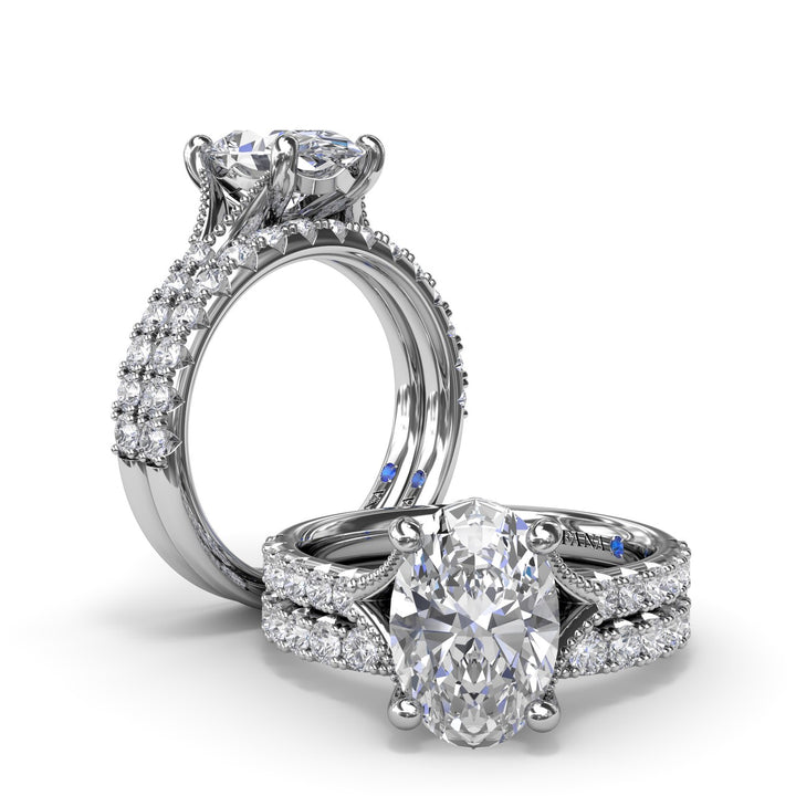 Oval Diamond Engagement Ring with Split Shank