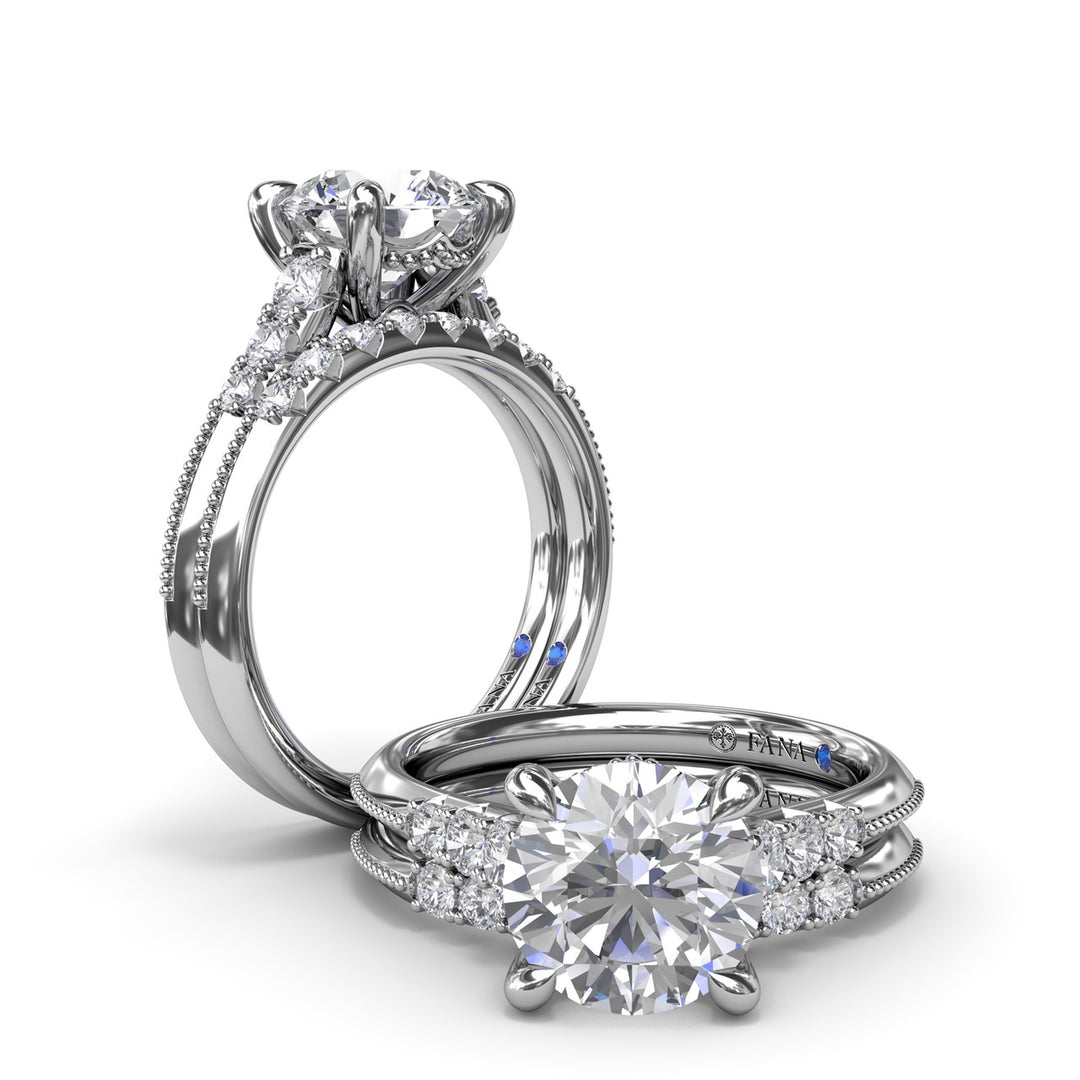 Delicate Knife-Edge Diamond Engagement Ring