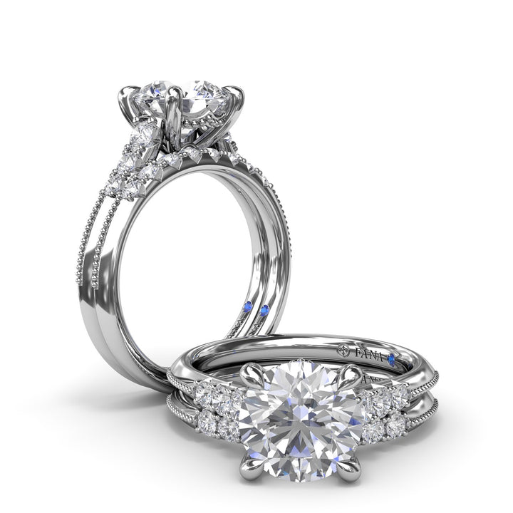 Delicate Knife-Edge Diamond Engagement Ring