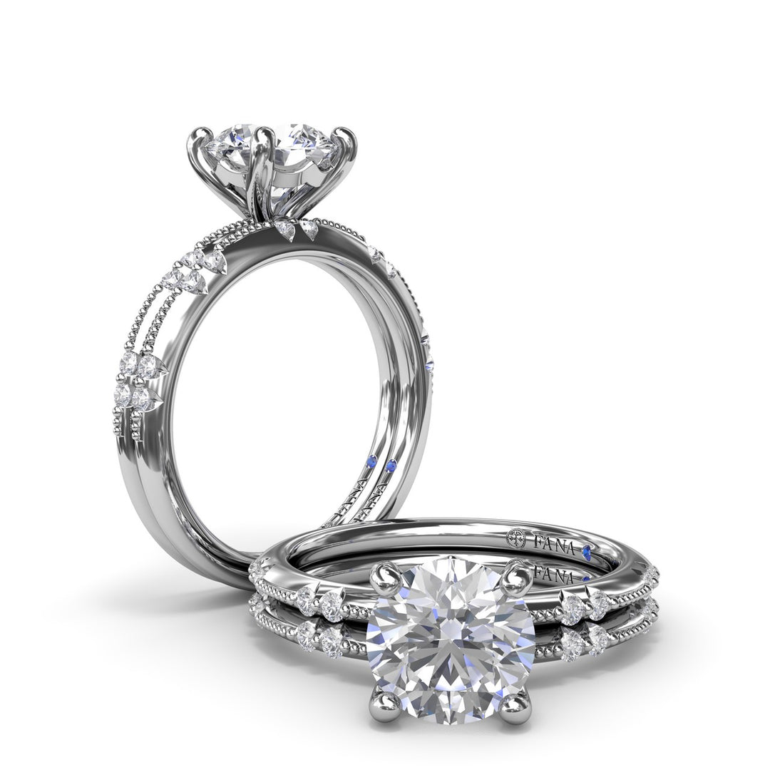 Milgrain Knife-Edge Round Diamond Engagement Ring