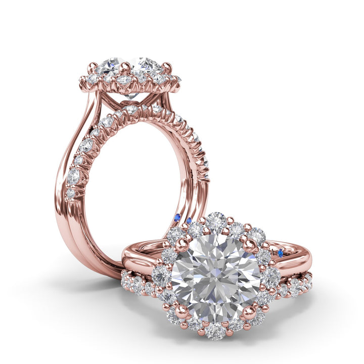 Graduated Halo Diamond Engagement Ring