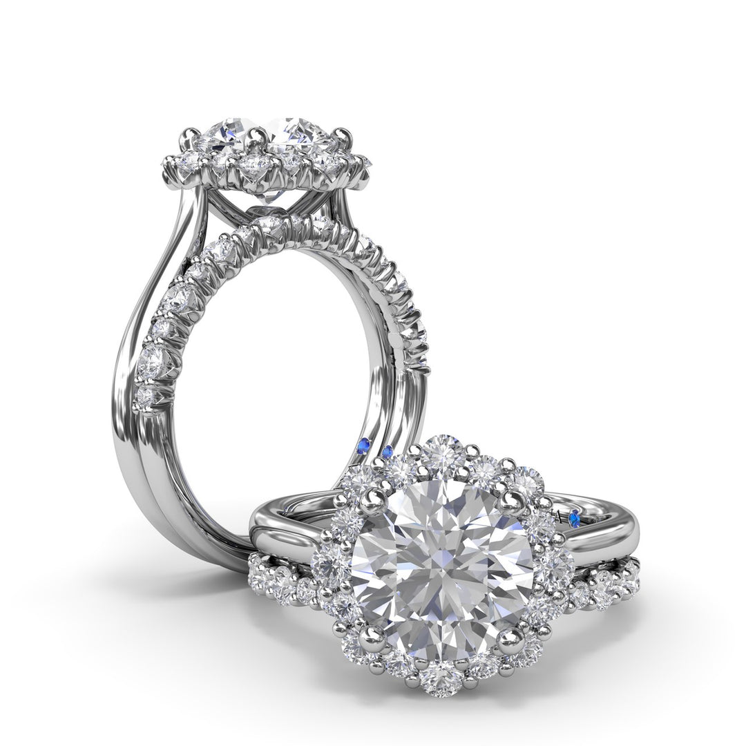 Graduated Halo Diamond Engagement Ring