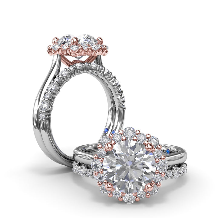 Graduated Halo Diamond Engagement Ring
