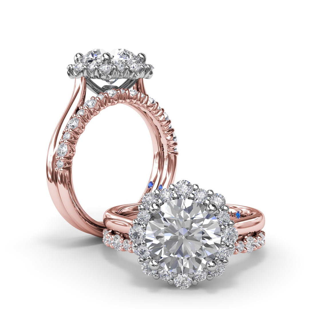 Graduated Halo Diamond Engagement Ring