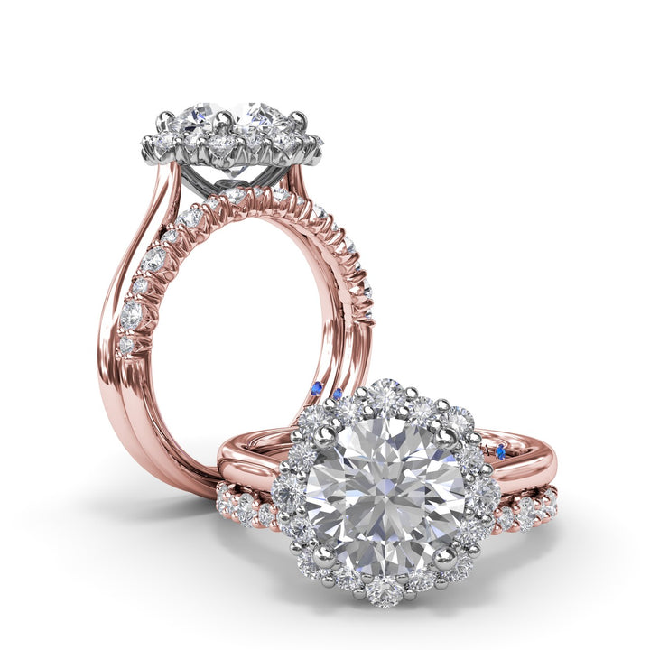 Graduated Halo Diamond Engagement Ring