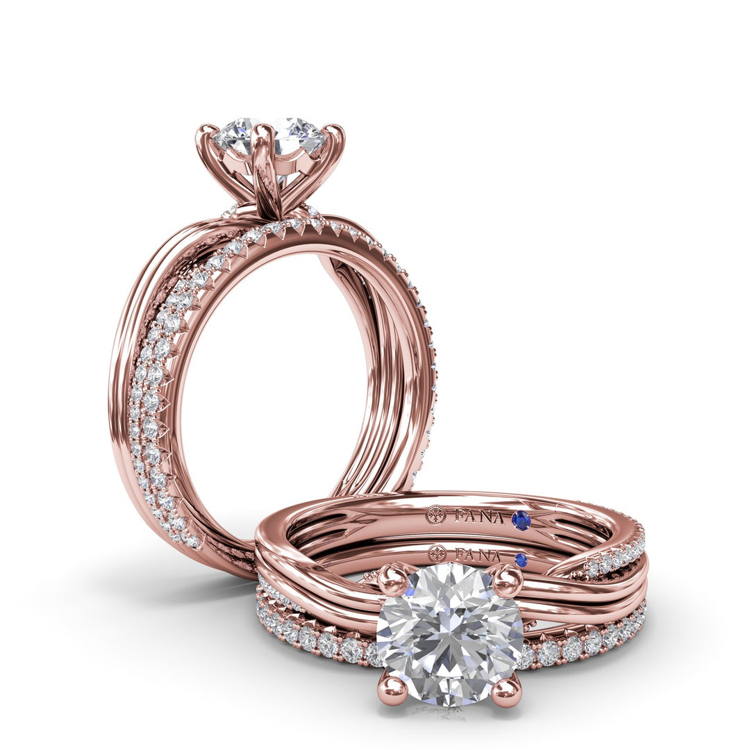 Two-Toned Twist Diamond Engagement Ring