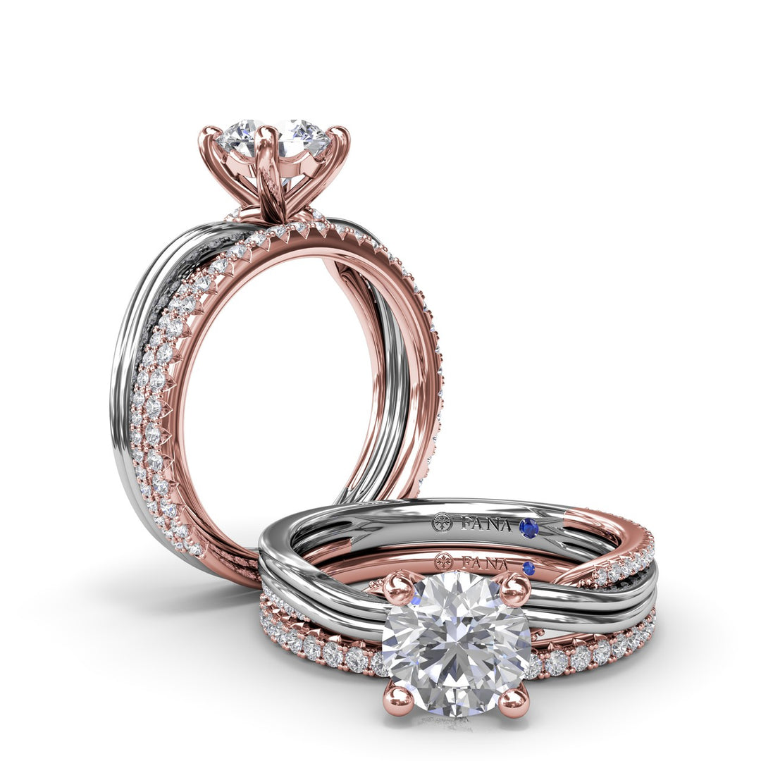 Two-Toned Twist Diamond Engagement Ring
