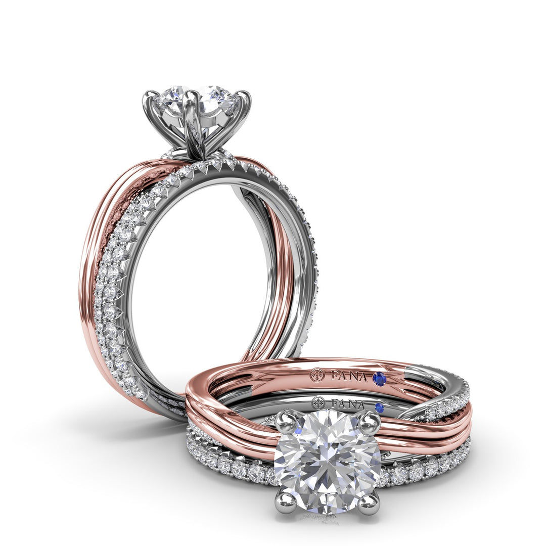 Two-Toned Twist Diamond Engagement Ring