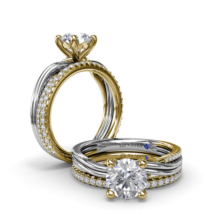 Two-Toned Twist Diamond Engagement Ring