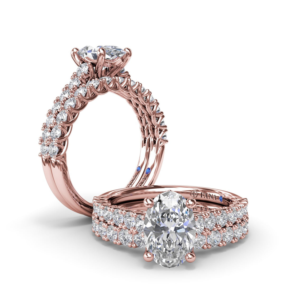 Trellis Set Oval Diamond Engagement Ring