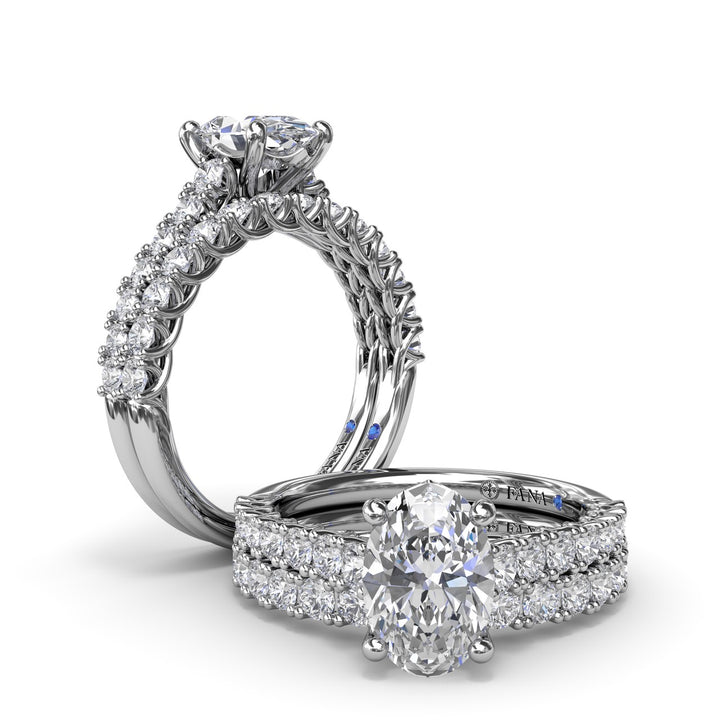 Trellis Set Oval Diamond Engagement Ring
