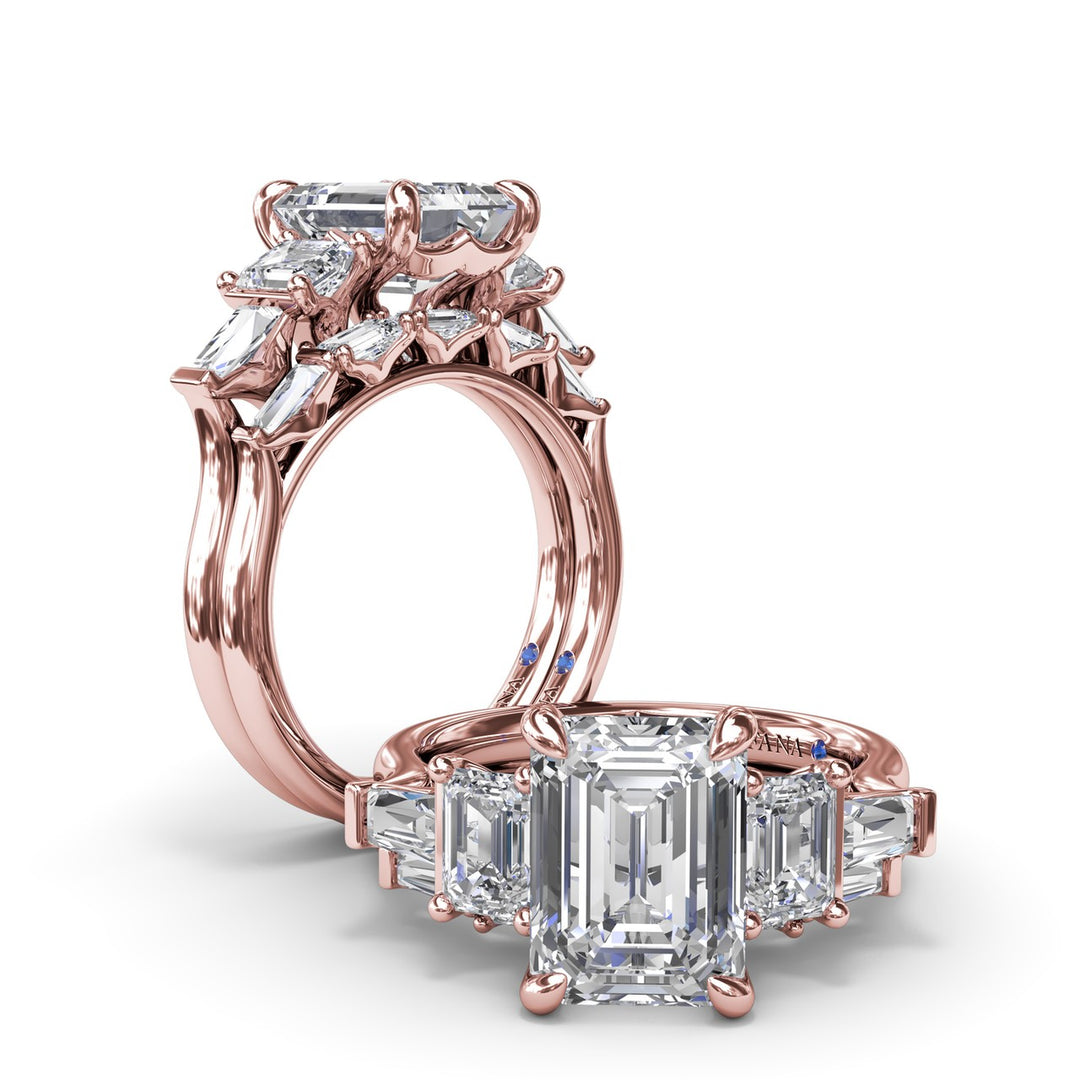 Bold Five-Stone Emerald-Cut Diamond Engagement Ring