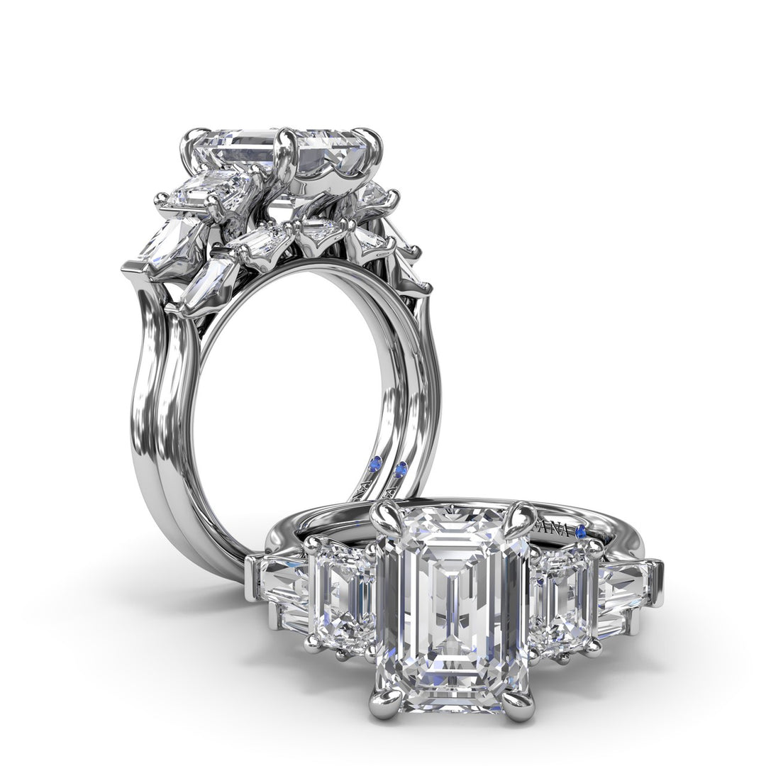Bold Five-Stone Emerald-Cut Diamond Engagement Ring
