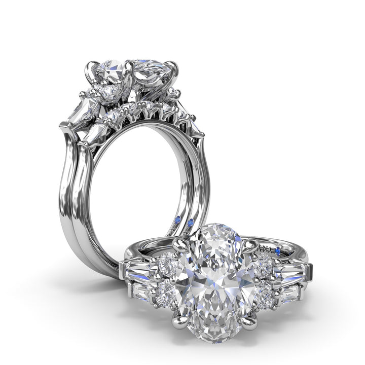 Oval Diamond Engagement Ring with Tapered Baguettes