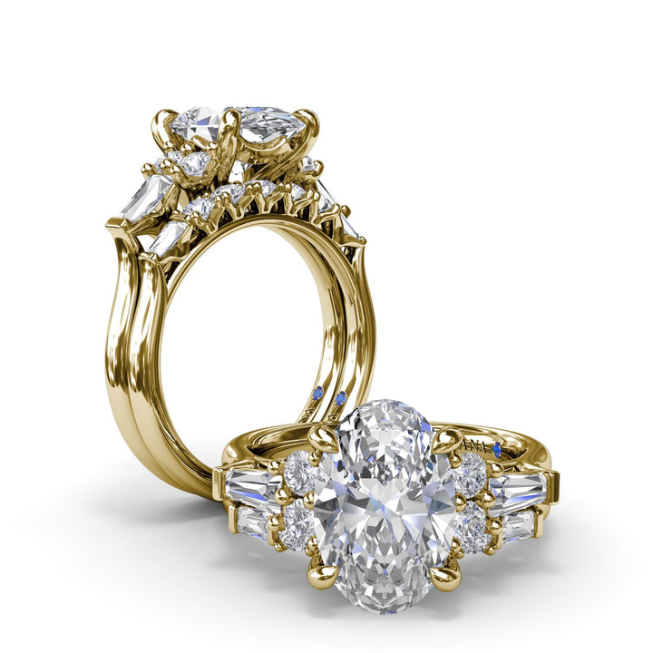 Oval Diamond Engagement Ring with Tapered Baguettes