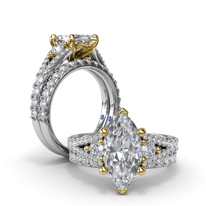 Split Shank Marquise Diamond Engagement Ring