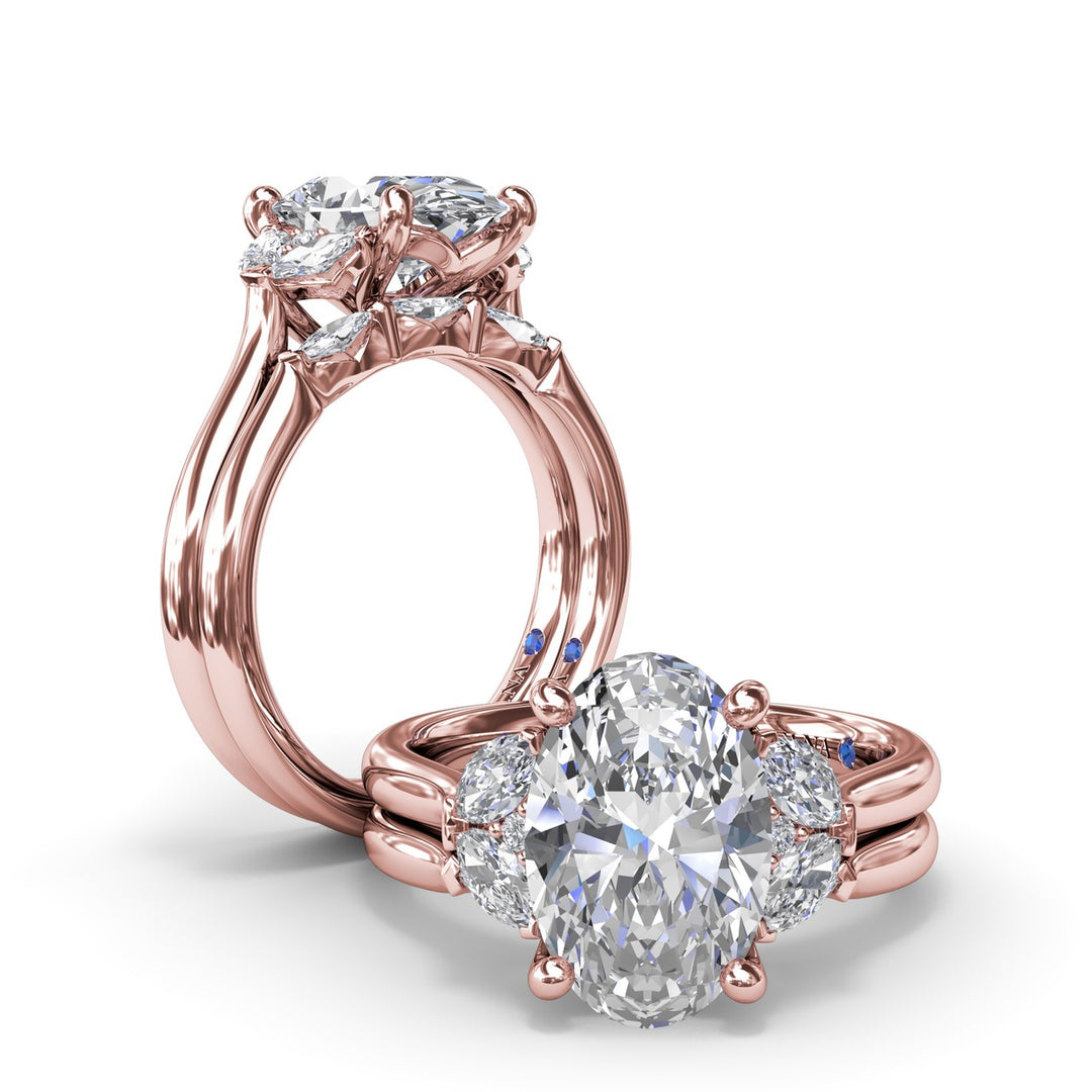 Marquise and Round Side-Stone Engagement Ring