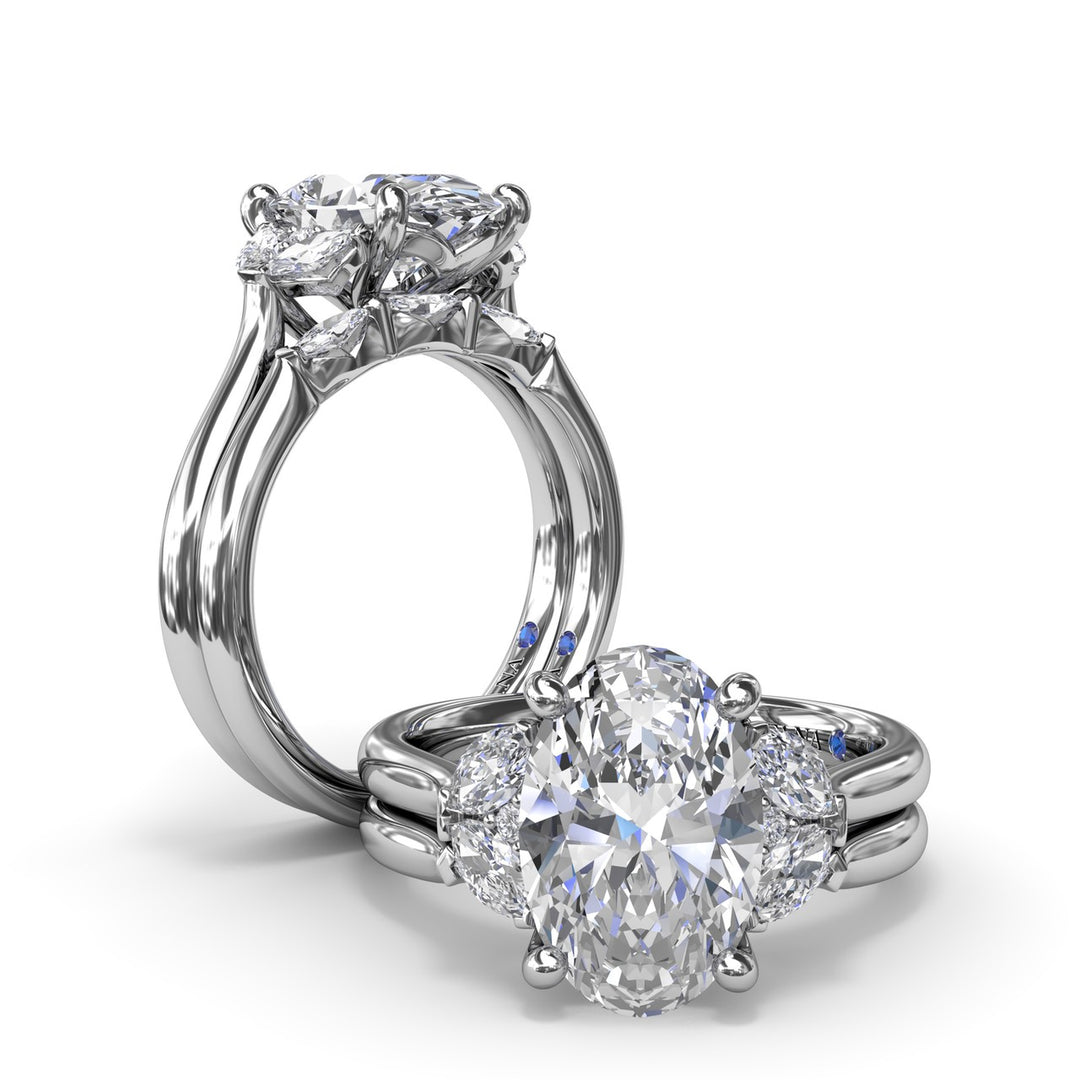 Marquise and Round Side-Stone Engagement Ring
