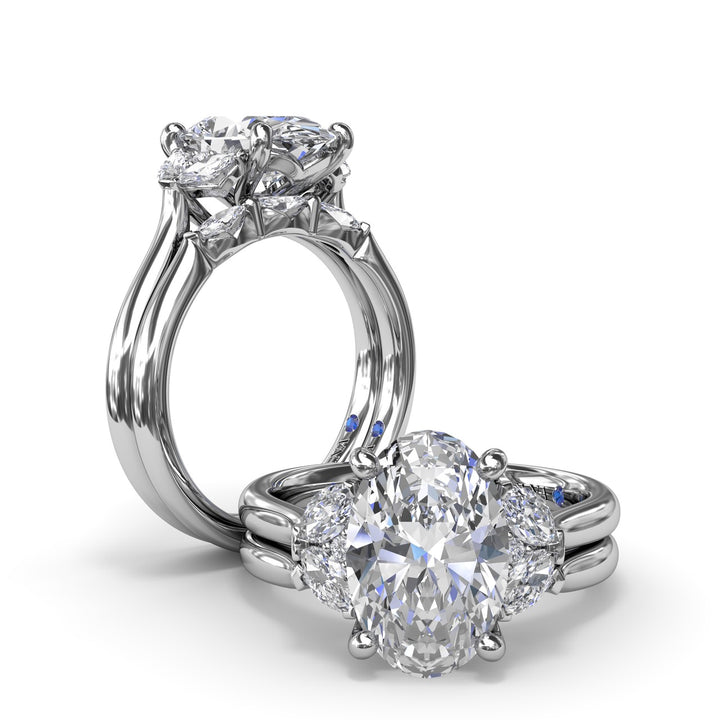 Marquise and Round Side-Stone Engagement Ring