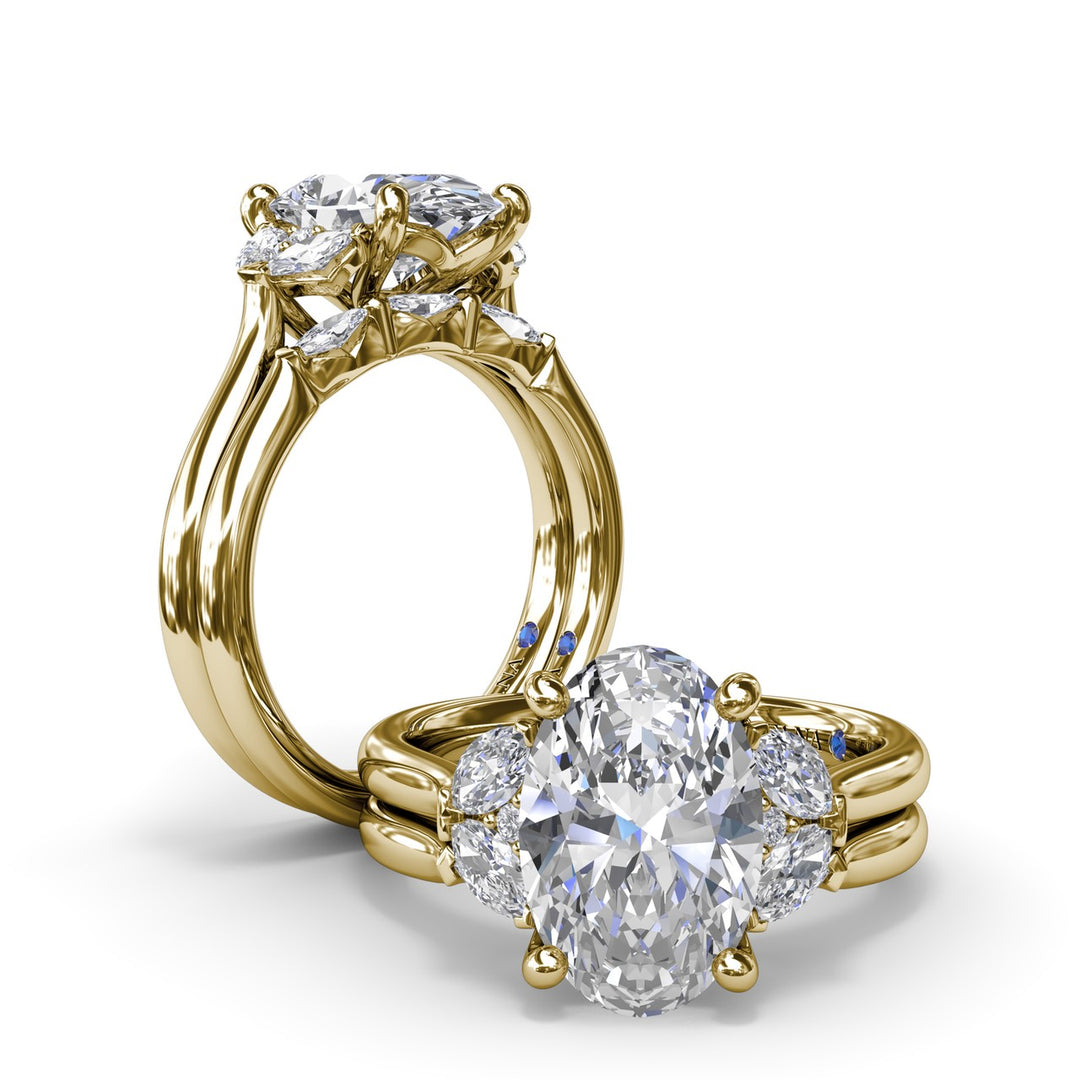 Marquise and Round Side-Stone Engagement Ring