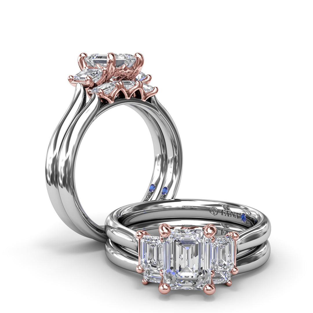 Three-Stone Emerald-Cut Engagement Ring