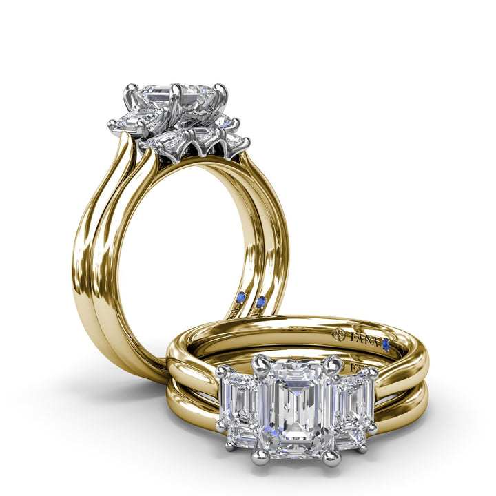 Three-Stone Emerald-Cut Engagement Ring