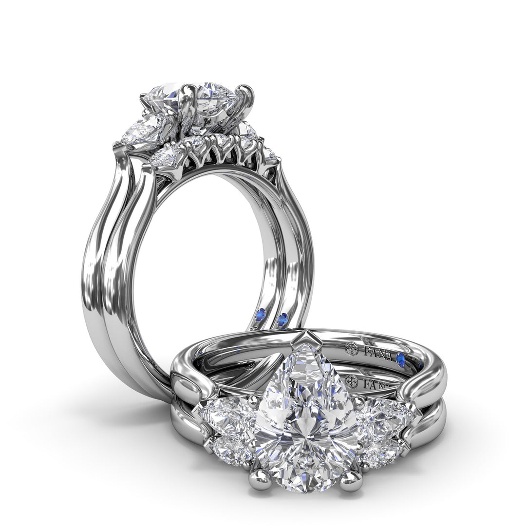 Three-Stone Pear Diamond Engagement Ring