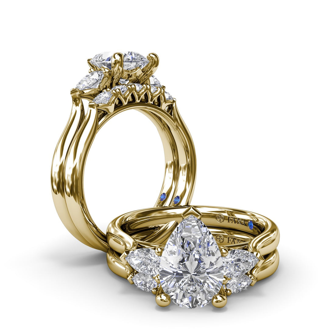Three-Stone Pear Diamond Engagement Ring