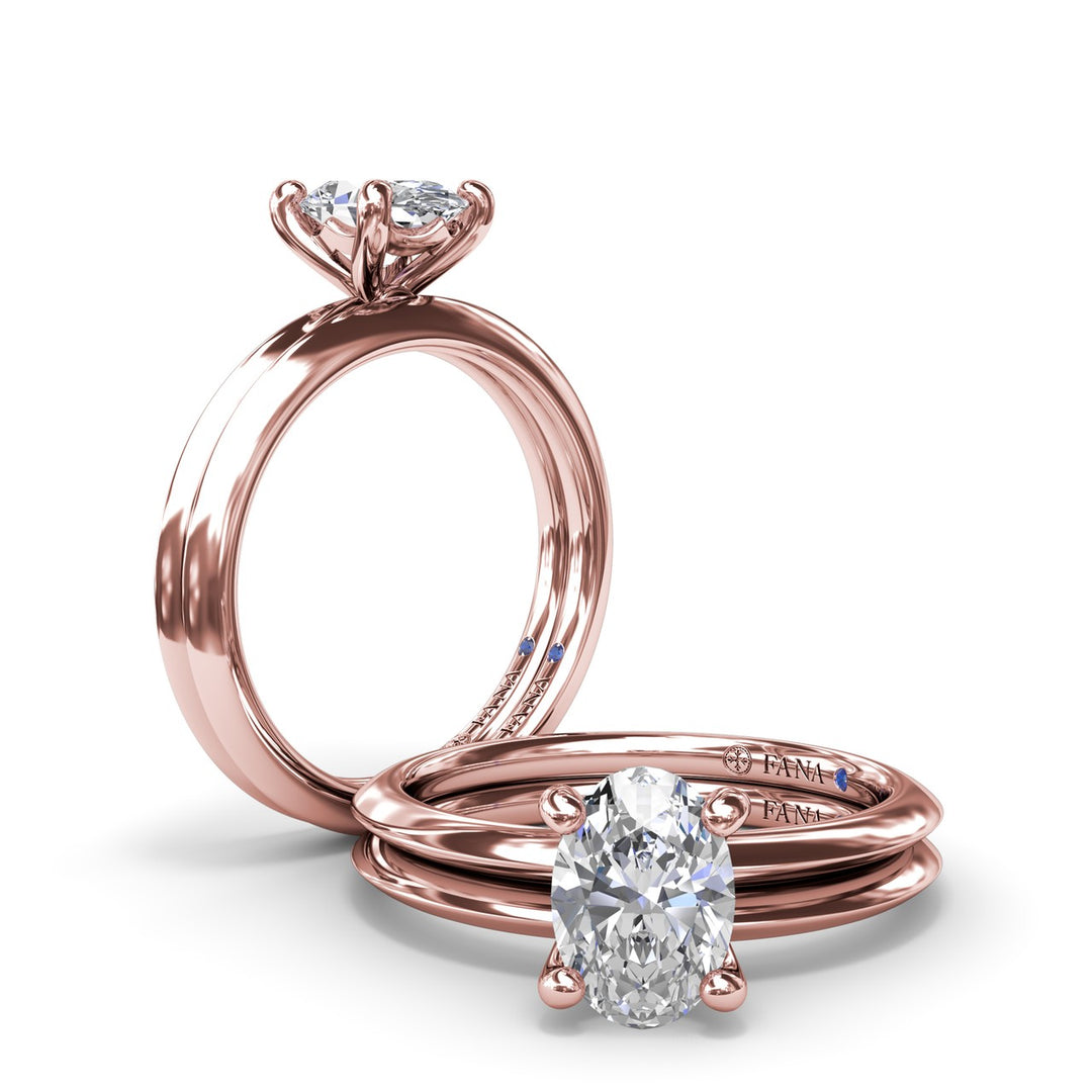 Two-Toned Solitaire Knife-Edge Diamond Engagement Ring