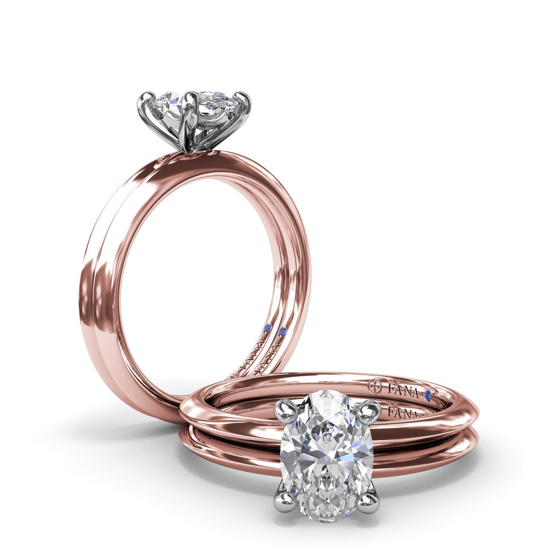 Two-Toned Solitaire Knife-Edge Diamond Engagement Ring