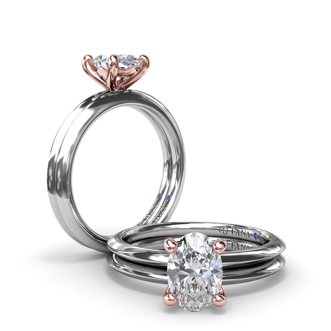 Two-Toned Solitaire Knife-Edge Diamond Engagement Ring