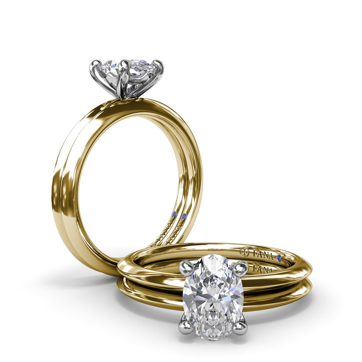 Two-Toned Solitaire Knife-Edge Diamond Engagement Ring