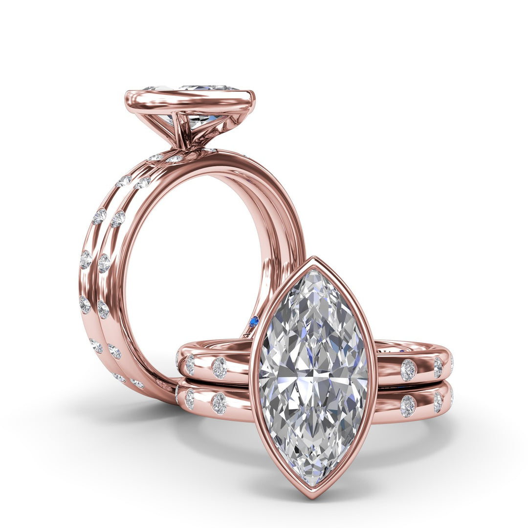 Bezel Set Marquise Diamond Engagement Ring