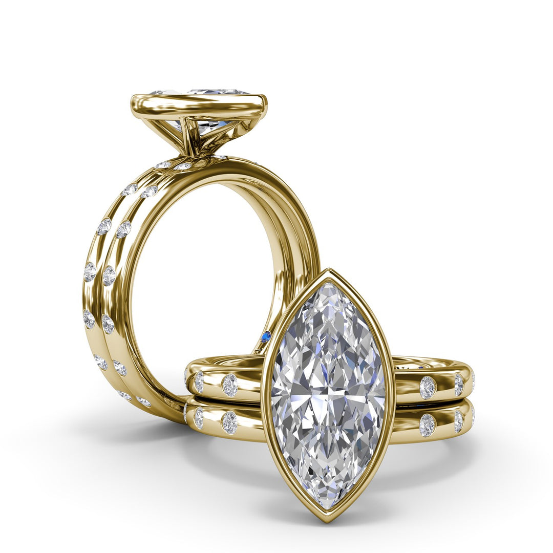 Bezel Set Marquise Diamond Engagement Ring