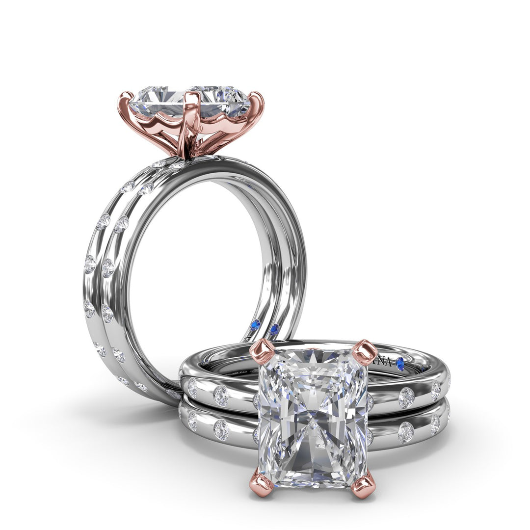 Flush Set Radiant Diamond Engagement Ring