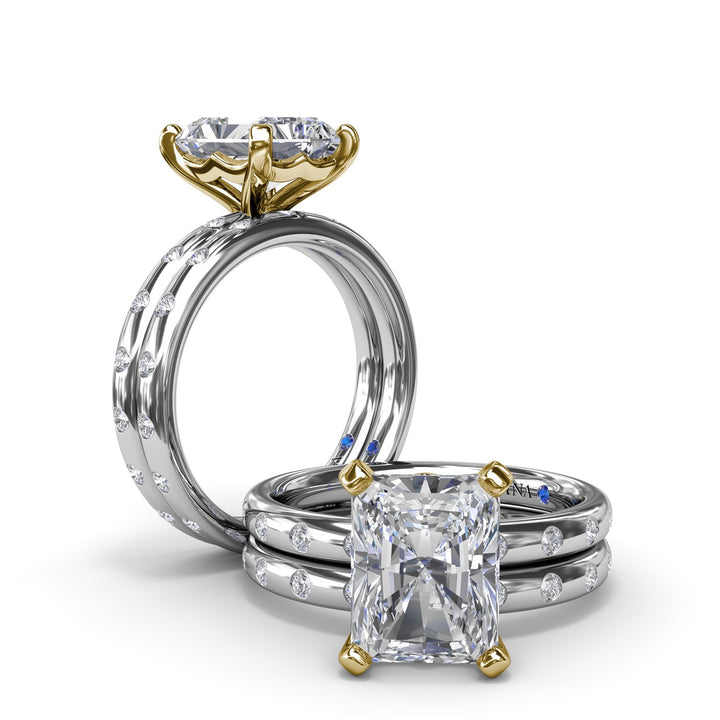Flush Set Radiant Diamond Engagement Ring