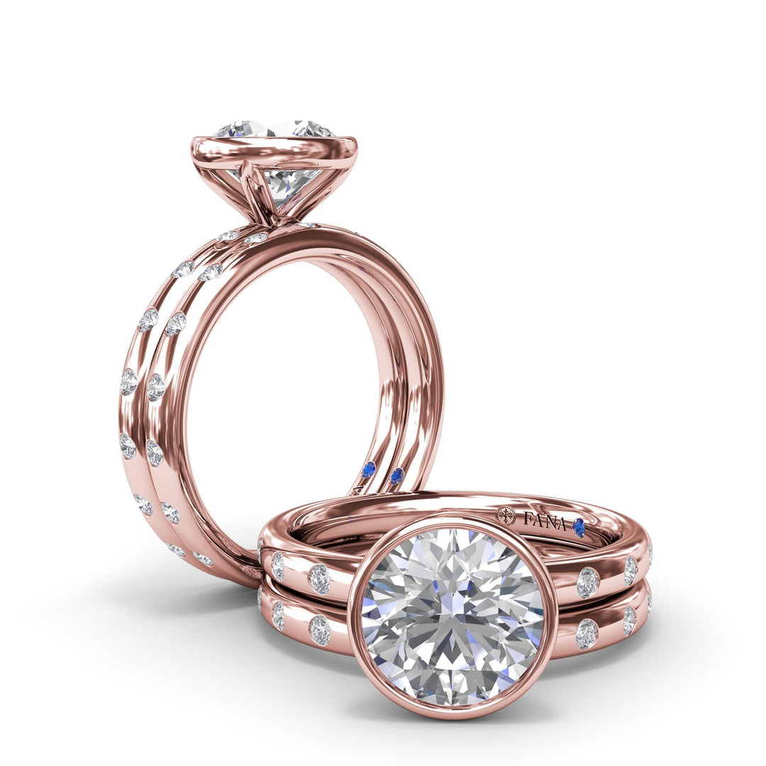 Round Bezel Flush Diamond Engagement Ring