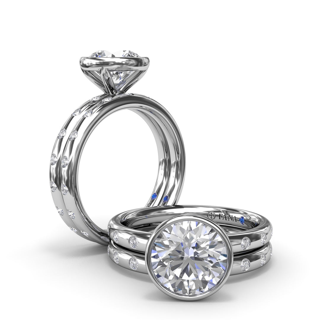 Round Bezel Flush Diamond Engagement Ring