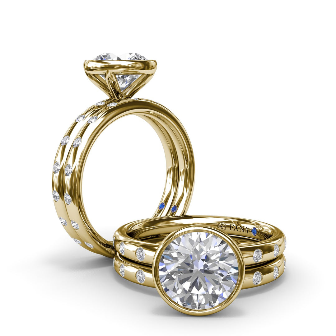 Round Bezel Flush Diamond Engagement Ring