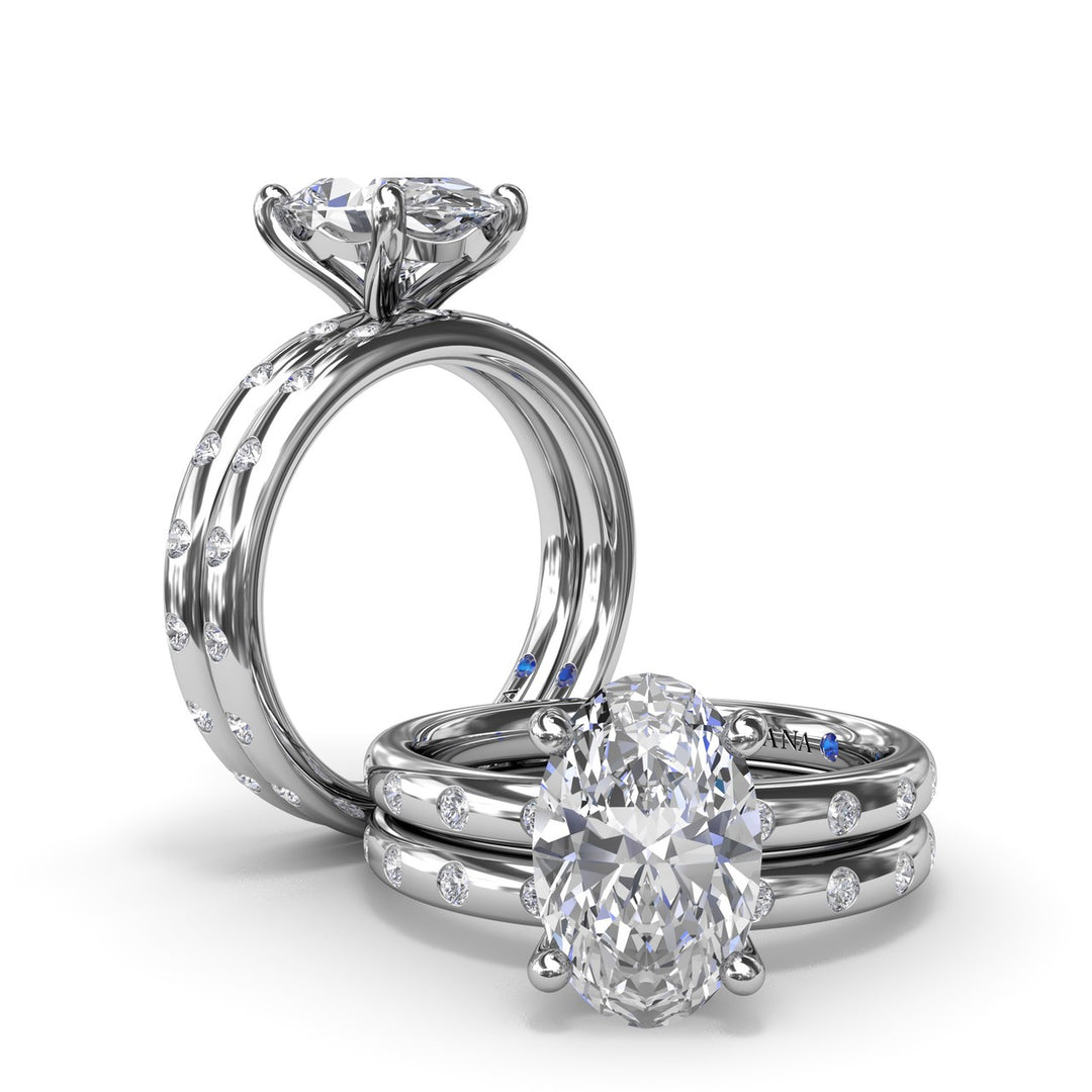 Diamond Oval Flush Engagement Ring