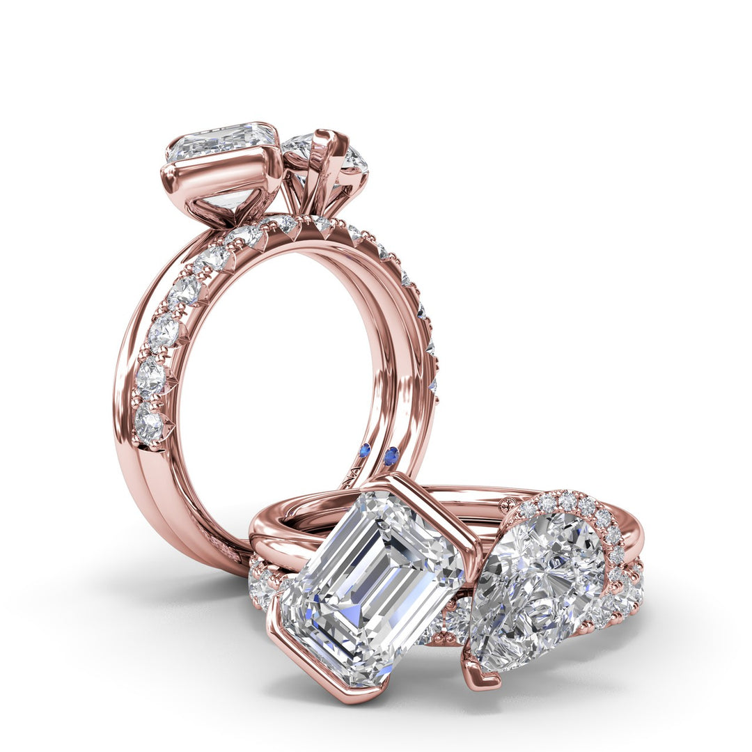 Toi et Moi Half Bezel Engagement Ring