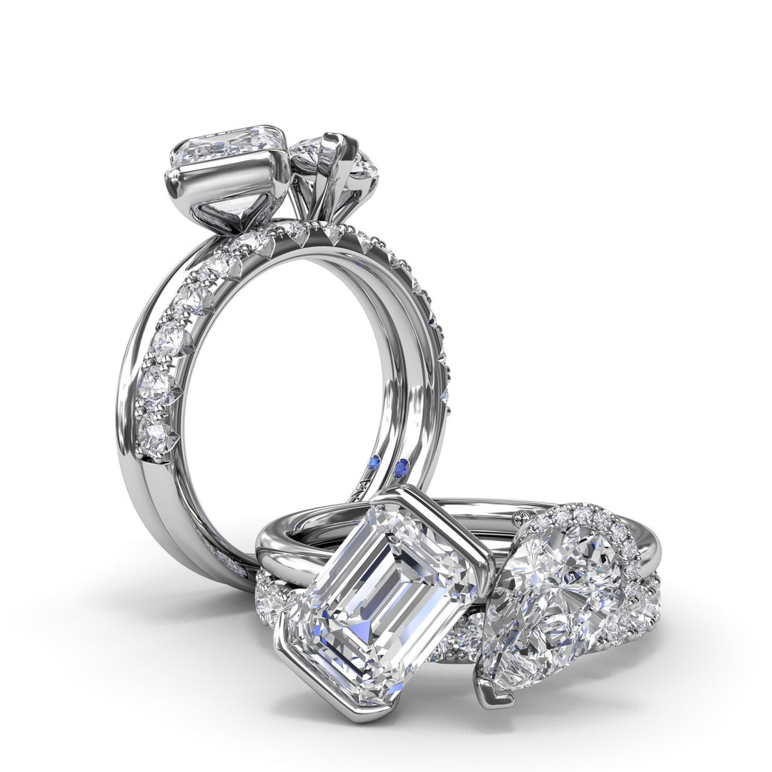 Toi et Moi Half Bezel Engagement Ring