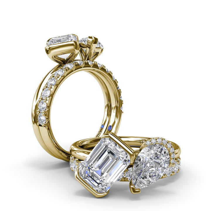 Toi et Moi Half Bezel Engagement Ring