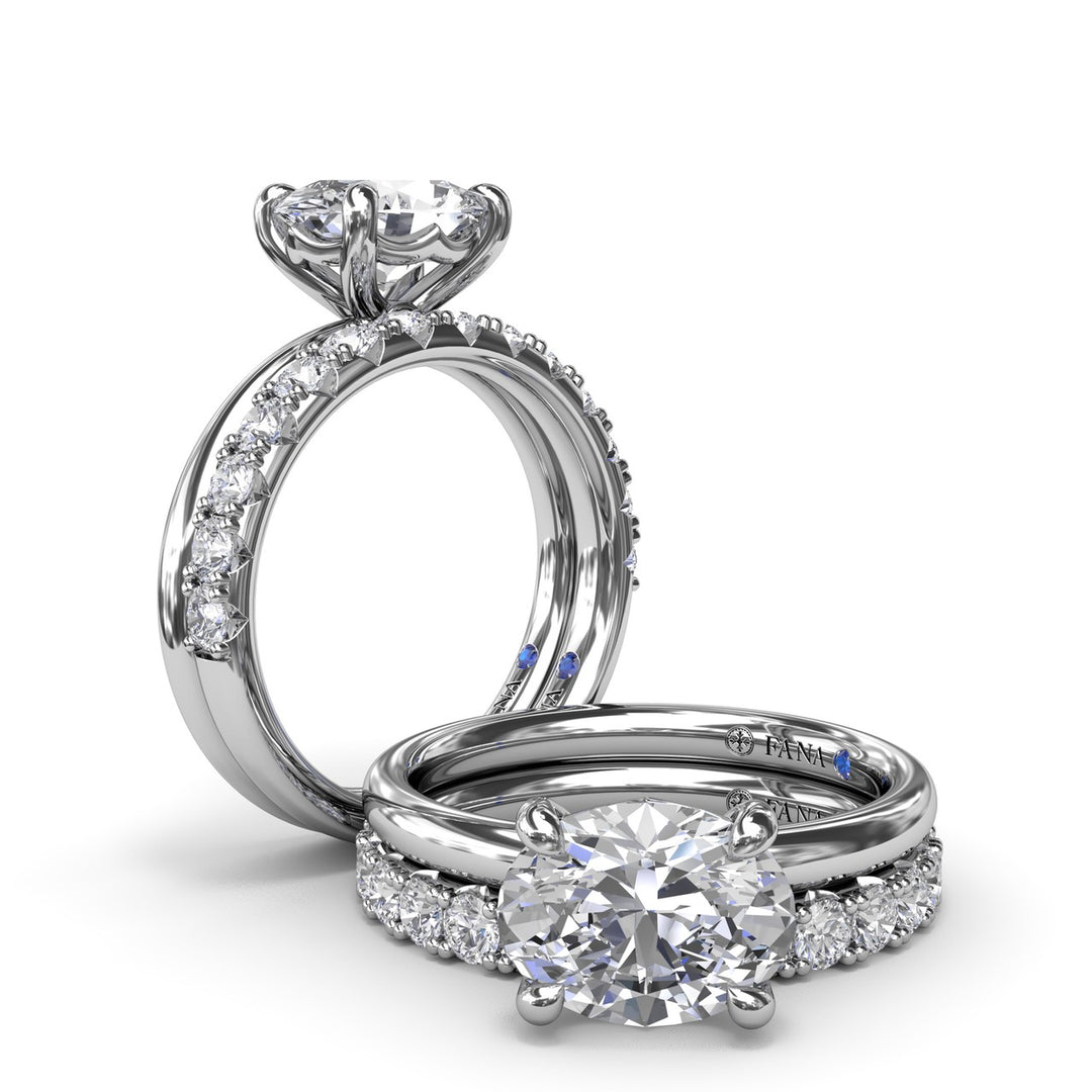 East West Oval Solitaire Diamond Engagement Ring