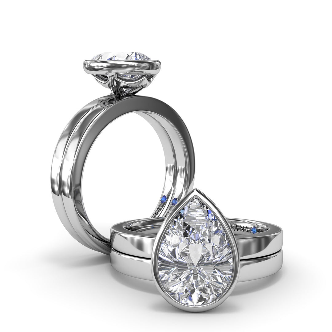 Bezel Set Pear Diamond Engagement Ring