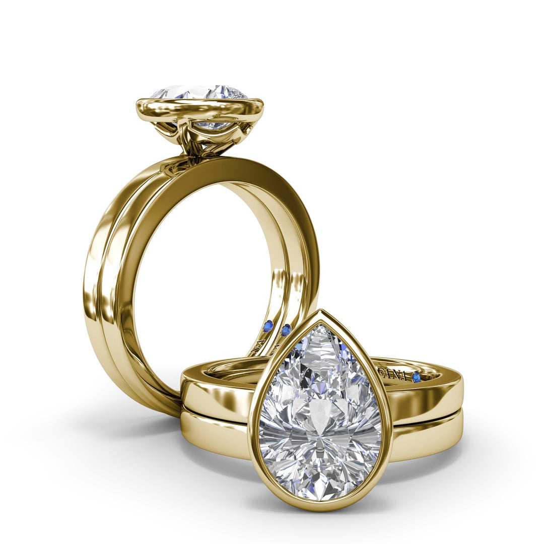 Bezel Set Pear Diamond Engagement Ring