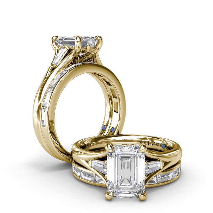 Split Shank Emerald Cut Diamond Engagement Ring