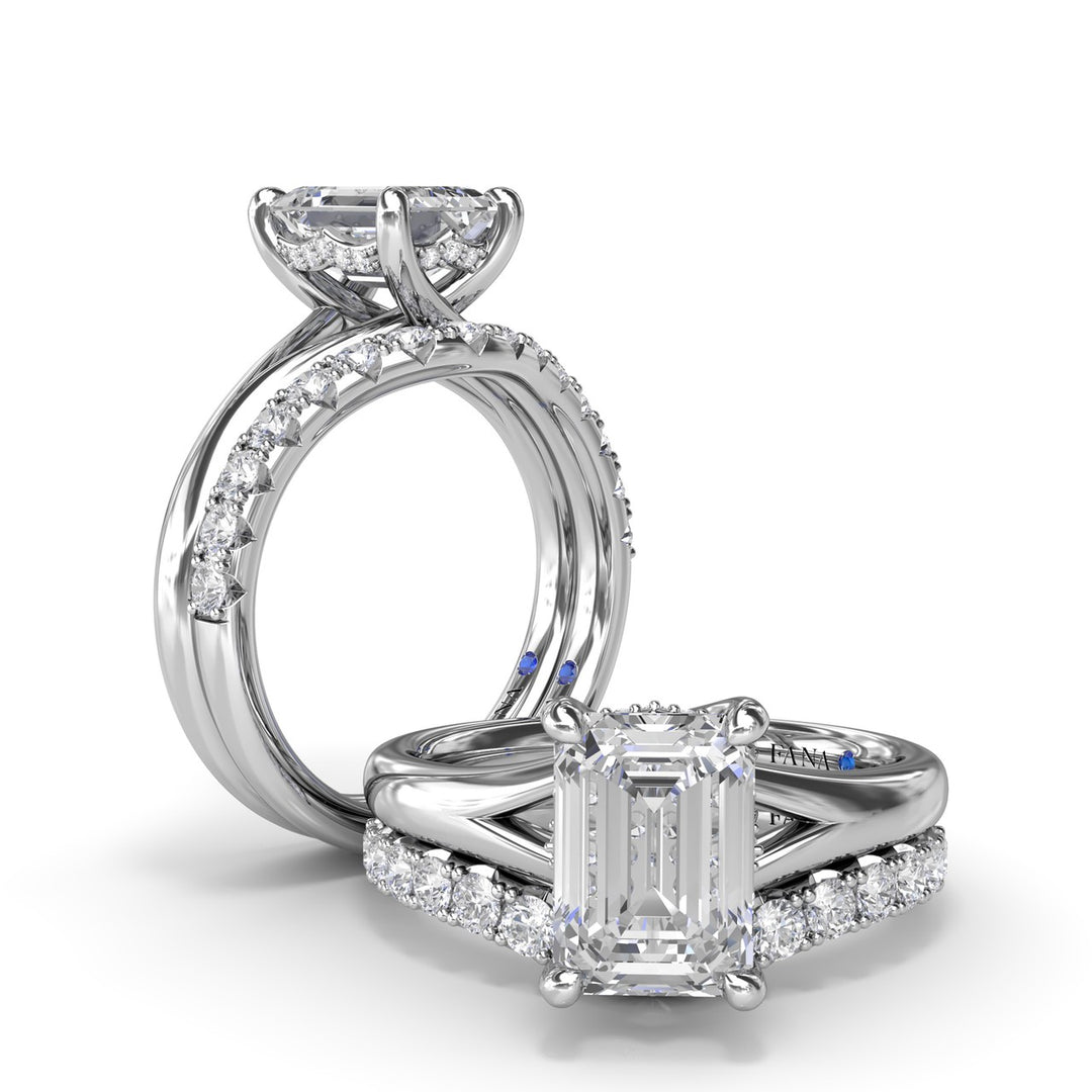 Emerald Cut Elegant Split Shank Engagement Ring