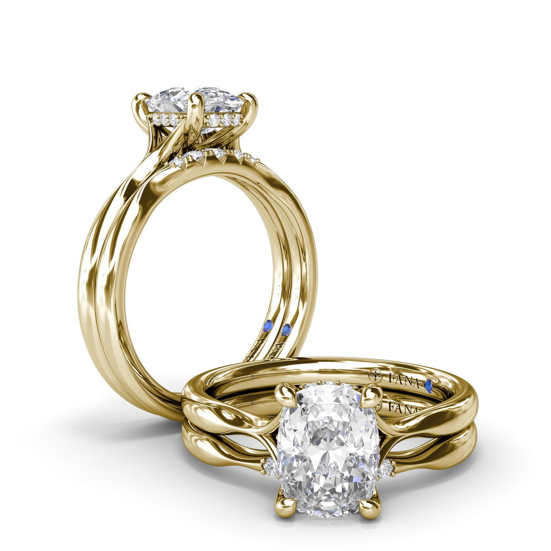 Cushion Cut Split Shank Engagement Ring